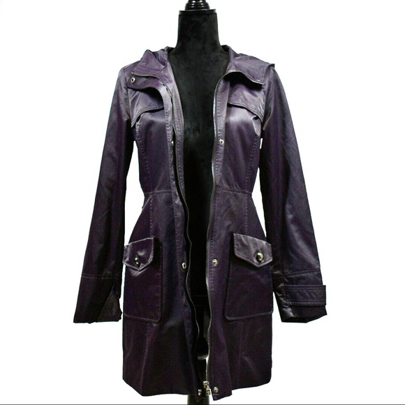 Jessica Simpson Rain Trench Coat Purple Size S - Picture 6 of 8